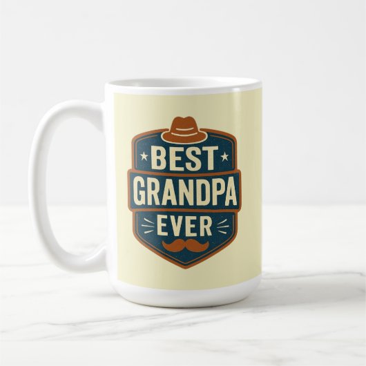 Best grandpa ever retro badge koffiemok (Links)