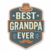 Best grandpa ever retro badge sticker (Voorkant)