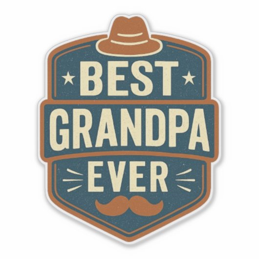 Best grandpa ever retro badge sticker (Voorkant)