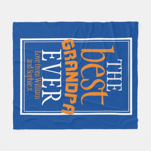 Best Grandpa Ever Typography Blue Fleece Blanket Deken (Voorkant (Horizontaal))