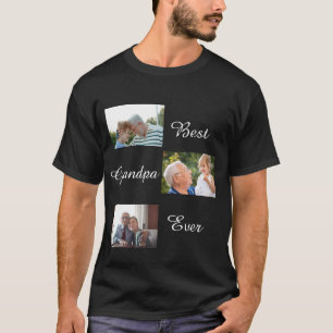 Best Grandpa Ever Vaderdag 3 Photo Collage T-shirt