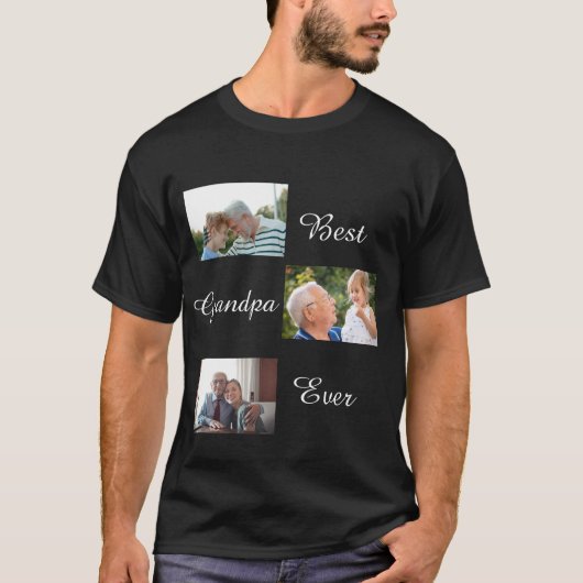 Best Grandpa Ever Vaderdag 3 Photo Collage T-shirt (Voorkant)