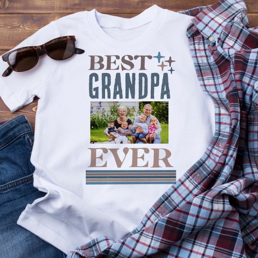 Best Grandpa Ever Vaderdag Photo Collage Gift T-shirt
