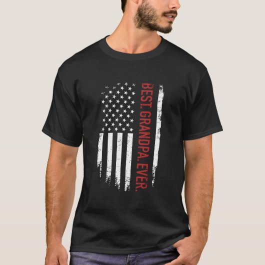 Best Grandpa Ever With Us American Flag Father'S D T-shirt (Voorkant)