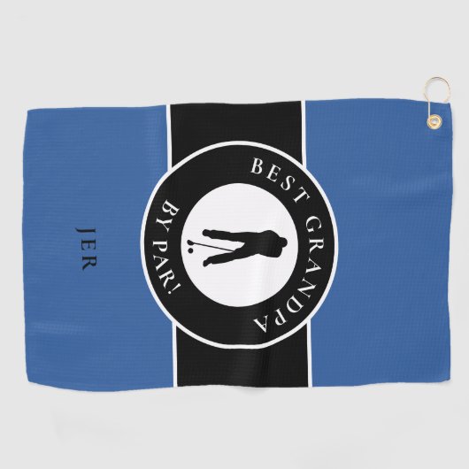 Best Grandpa Golfer Monogrammed Sports Black Blue Golfhanddoek (Horizontaal)