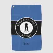Best Grandpa Golfer Monogrammed Sports Black Blue Golfhanddoek (Voorkant)