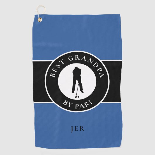Best Grandpa Golfer Monogrammed Sports Black Blue Golfhanddoek (Voorkant)