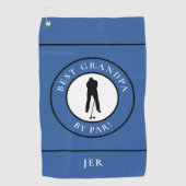 Best Grandpa Golfer Monogrammed Sports Blue Black Golfhanddoek (Voorkant)