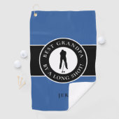 Best Grandpa Golfer Monogrammed Sports Blue Black Golfhanddoek (Insitu)