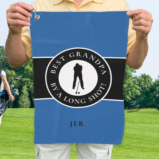 Best Grandpa Golfer Monogrammed Sports Blue Black Golfhanddoek