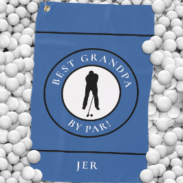 Best Grandpa Golfer Monogrammed Sports Blue Black Golfhanddoek