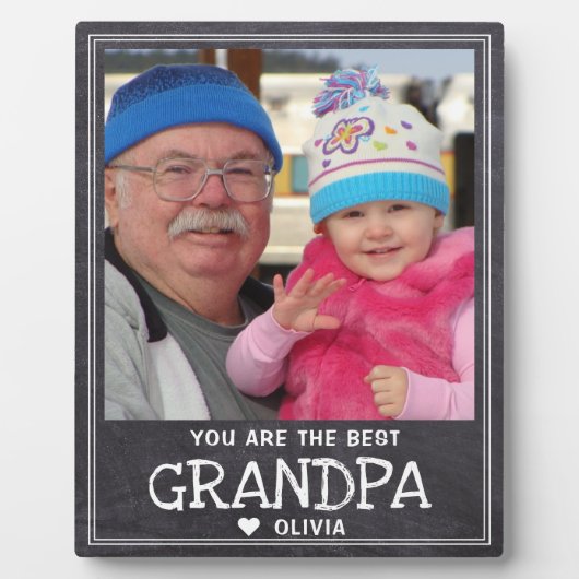 Best Grandpa Grandchild Photo Rustic Chalkboard Fotoplaat (Voorkant)