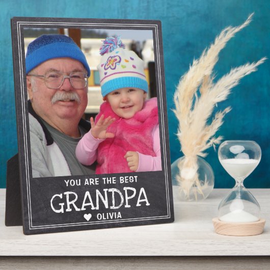 Best Grandpa Grandchild Photo Rustic Chalkboard Fotoplaat (Zijkant)