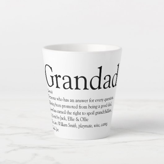 Best Grandpa, Grandfather, Papa Ever Definition Latte Mok (Voorkant)