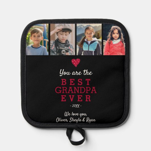 Best Grandpa Heart 4 Photo Collage Pannenlap (Voorkant)