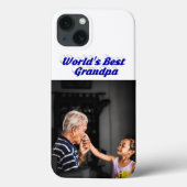 Best Grandpa photo blue text Case-Mate iPhone Case (Achterkant)