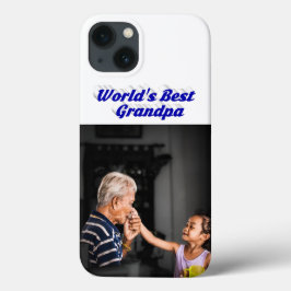 Best Grandpa photo blue text Case-Mate iPhone Case