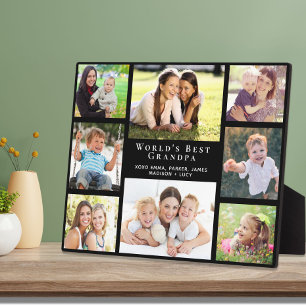 Best Grandpa Photo Collage Black ter wereld Fotoplaat