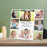 Best Grandpa Photo Collage ter wereld Fotoplaat<br><div class="desc">Geef 's werelds beste opa een aangepaste multi-fotocollage plaquette die hij jarenlang zal koesteren en waarderen. Je kunt je personaliseren met acht foto's van kleinkinderen, kinderen, andere familieleden, huisdieren, enz., de uitdrukking 'De beste opa van de wereld' personaliseren en hoe hij wordt aangepakt (opa, Papa, Poppop, enz.), en de namen...</div>