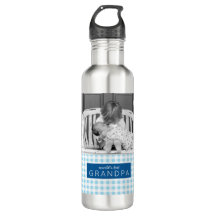 Best Grandpa Photo Personalized Blue Pset