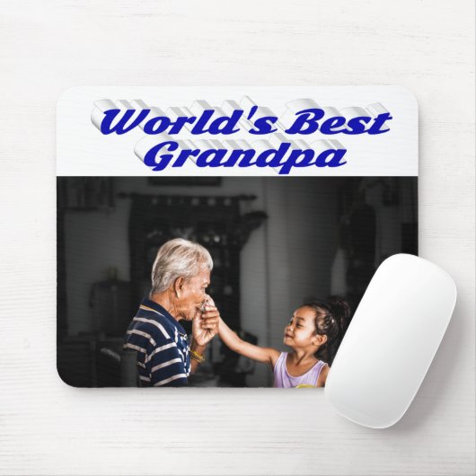 Best Grandpa photoblue text Muismat (Met muis)