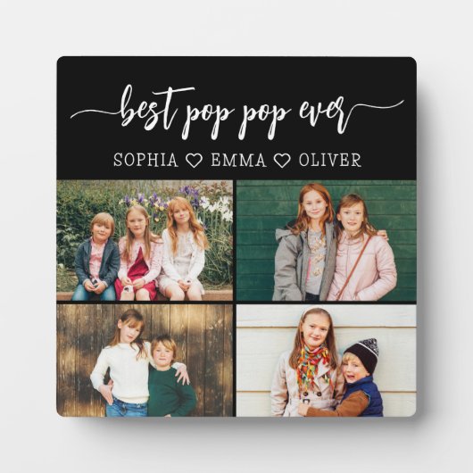 Best Grandpa Pop Pop Grandchildren Photo Collage P Fotoplaat (Voorkant)
