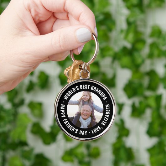 Best Grandpa Vaderdag Photo Gift ter wereld Sleutelhanger (Hand)