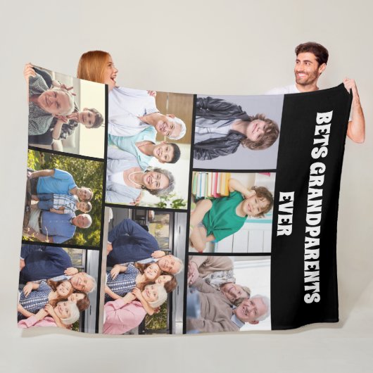 Best Grandparents Ever 8Photo Collage Chic Black Fleece Deken (In situ)