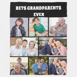 Best Grandparents Ever 8Photo Collage Chic Black Fleece Deken