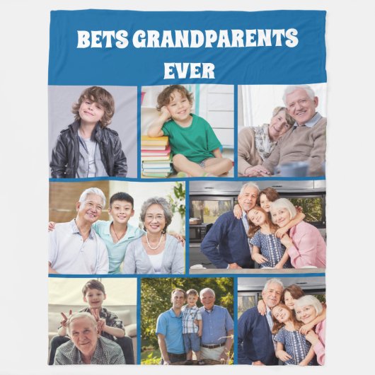 Best Grandparents Ever 8Photo Collage Chic Blue  Fleece Deken (Voorkant)