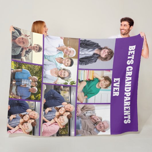 Best Grandparents Ever 8Photo Collage Chic purple Fleece Deken (In situ)