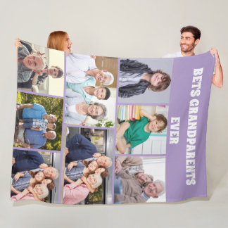 Best Grandparents Ever 8Photo Collage Chic purple Fleece Deken