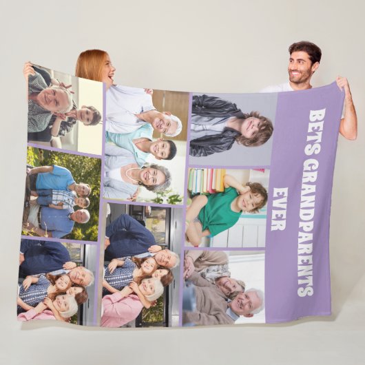Best Grandparents Ever 8Photo Collage Chic purple Fleece Deken (In situ)