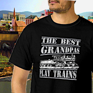 Best Grandpas Play Trains Steam Engine Grandfather T-shirt