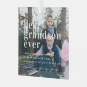Best Grandson Ever | Citaat- en fotocadeau Glas Ornament (Voorkant links)