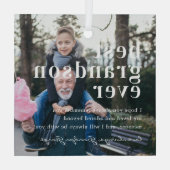 Best Grandson Ever | Citaat- en fotocadeau Glas Ornament (Achterkant)