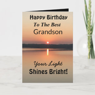 Best Grandson Light Shines Bright Birthday Kaart