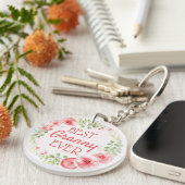 Best Granny Ever Waterverf Floral Wreath Sleutelhanger (Voorkant Rechts)