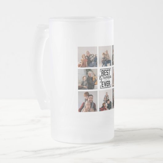 Best Granpa Ever 8 Photo Collage Matglas Bierpul (Voorkant links)