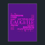 Best & Greastest Daughters Birthdays : Kwaliteit Briefkaart<br><div class="desc">Een modern, vrouwelijk chic en stijlvol geschenk voor de beste en beste Daughters ter wereld; gepresenteerd in een reeks , girale kleuren : roze op paars; roze op zwart en paars op wit; en in een collectie van elegante en heup, coole en trendy doopvonten / tekststijlen, elk die van een...</div>