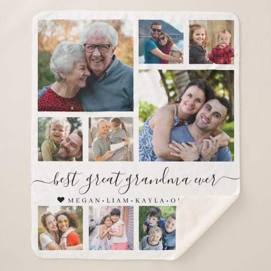 Best Great Grandma Ever 10 Photo Collage  Sherpa Deken (Voorkant)