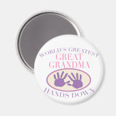 Best Great Grandma Hands Down T-shirt Magneet (Voorkant / Achterkant)