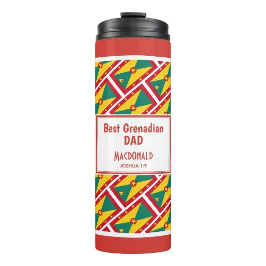 BEST GRENADIAN DAD Grenada-vlag Gepersonaliseerd D Thermosbeker (Voorkant)