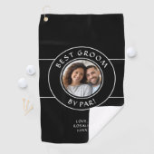 Best Groom Fun Photo Template Zwart & Wit Modern Golfhanddoek (Insitu)