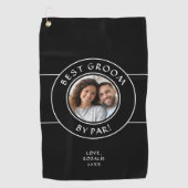 Best Groom Fun Photo Template Zwart & Wit Modern Golfhanddoek (Voorkant)