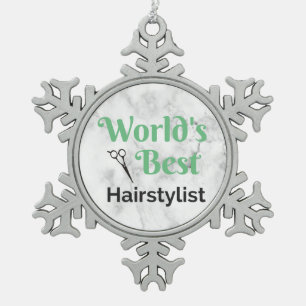 Best Hair Stylist ter wereld Tin Sneeuwvlok Ornament