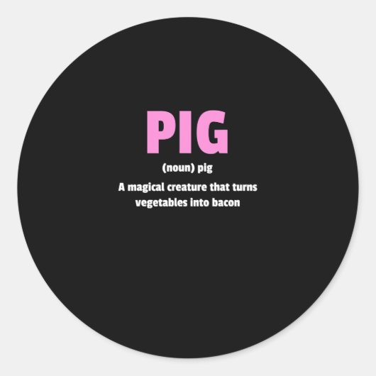 Best Hilarious Pig Bacon Definition Ronde Sticker (Voorkant)