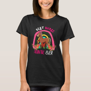 Best Horse Auntie Ever Cute Horse Bow Stropdas Mot T-shirt