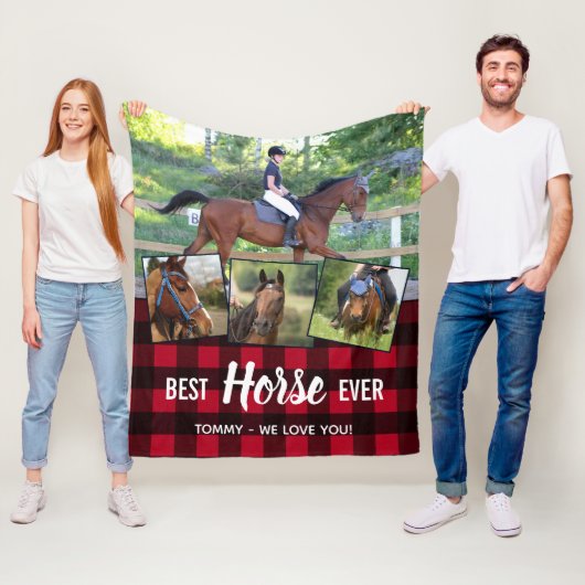 Best Horse Ever Red Buffalo Pset Photo Collage Fleece Deken (In situ)