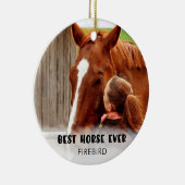 BEST HORSE OOIT Photo White Overlay, persoonlijk Keramisch Ornament (Rechts)